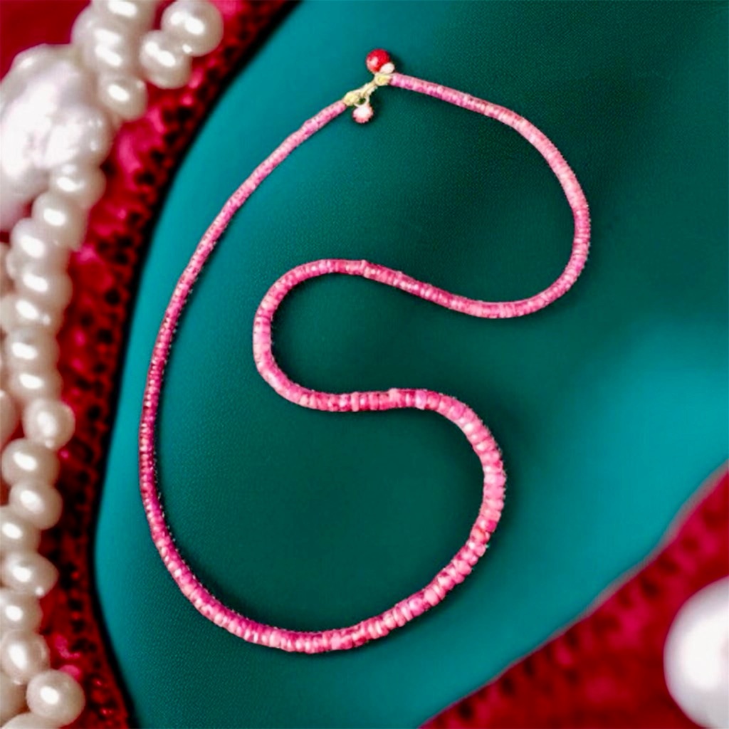 50.00 Ctw Mahaleo Ruby Rondelle On 14k Gold Necklace